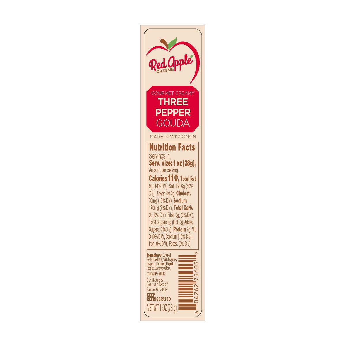 Three Pepper Gouda Gourmet Creamy Cheese Snack Stick