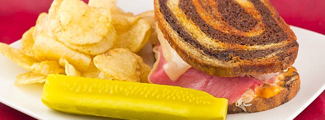 Grilled Gouda Cheese Sandwich with Smoked Ham and Pumpernickel