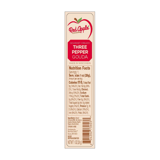 Three Pepper Gouda Gourmet Creamy Cheese Snack Stick